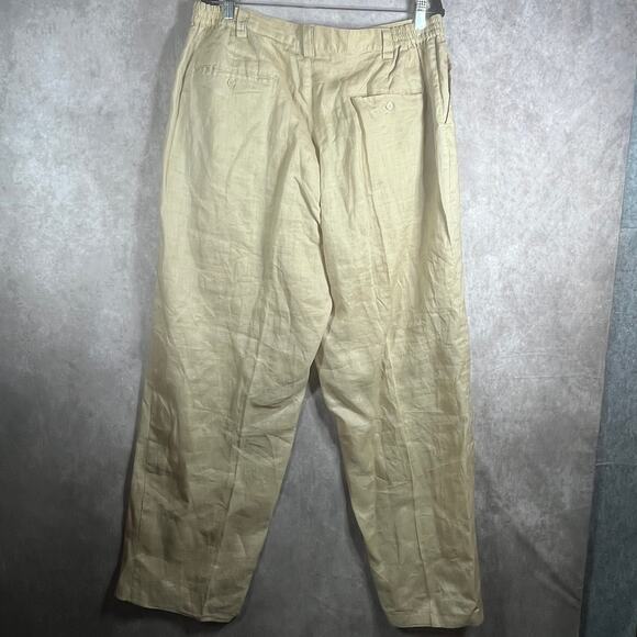 Godbody Linen Pants Mens Size‎ XL Tan Straight Leg Pleated Front Vacation Resort - Picture 6 of 11
